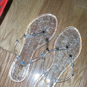 Clear studded sandal